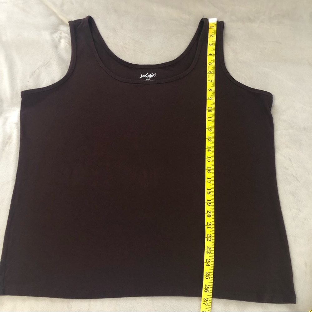 Lord Taylor Womens Tank Top Plus Size 3X LOT OF 2 Navy Blue Print & Brown Solid - Picture 11 of 13